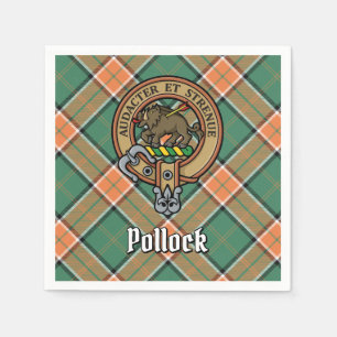 Clan Pollock Wappen über Tartan Serviette