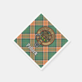 Clan Pollock Wappen über Tartan Serviette (Ecke)