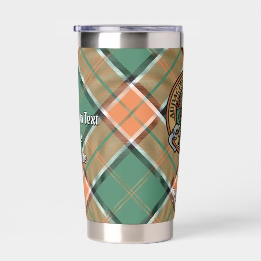 Clan Pollock Wappen über Tartan Thermobecher (Rechts)