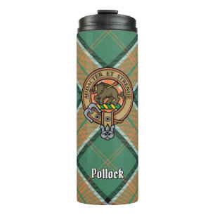 Clan Pollock Wappen über Tartan Thermosbecher