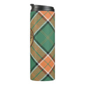 Clan Pollock Wappen über Tartan Thermosbecher (Nach rechts gedreht)
