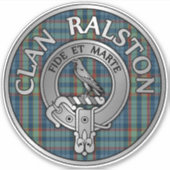 Clan Ralston Wappen & Tartan Aufkleber (Vorderseite)