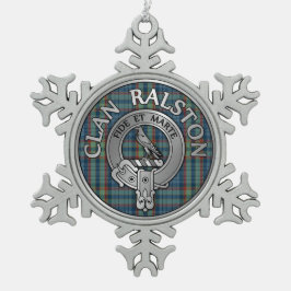 Clan Ralston Wappen & Tartan Schneeflocken Zinn-Ornament