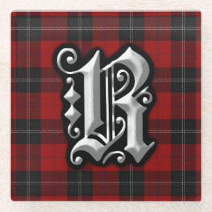 Clan Ramsay Ramsey Letter R Monogram Red Tartan Glasuntersetzer