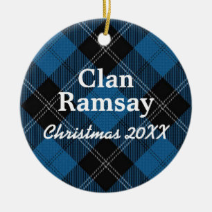 Clan Ramsay schottischer blauer JagdTartan Keramik Ornament