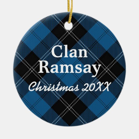 Clan Ramsay Scottish Blue Hunting Tartan Keramik Ornament (Vorne)