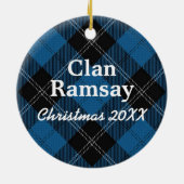 Clan Ramsay Scottish Blue Hunting Tartan Keramik Ornament (Hinten)