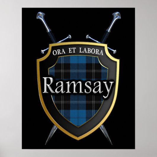 Clan Ramsay Tartan Scottish Shield & Schwerter Poster (Vorne)