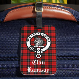 Clan Ramsay Wappen Abzeichen & Tartan individuell  Gepäckanhänger