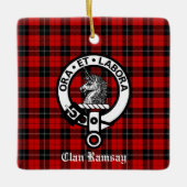 Clan Ramsay Wappen Abzeichen & Tartan Personalisie Keramikornament (Vorderseite)