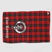 Clan Ramsay Wappen Abzeichen und Tartan individuel Golfhandtuch (Horizontal)