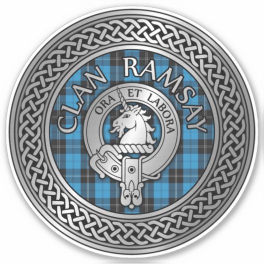 Clan Ramsay Wappen & Jagd Tartan Knot Aufkleber (Vorderseite)