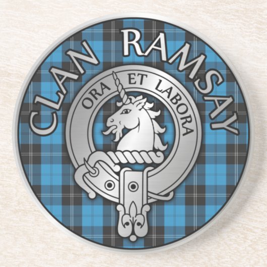 Clan Ramsay Wappen & Jagd Tartan Knot Getränkeuntersetzer (Vorne)