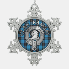 Clan Ramsay Wappen & Jagd Tartan Knot Schneeflocken Zinn-Ornament