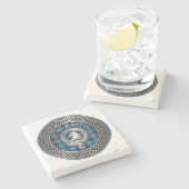 Clan Ramsay Wappen & Jagd Tartan Knot Steinuntersetzer (Seitenansicht)