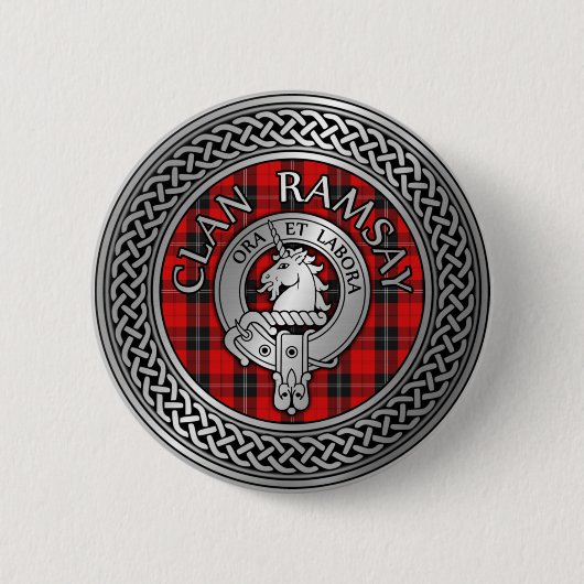 Clan Ramsay Wappen & Tartan Knot Button (Vorderseite)