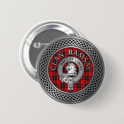 Clan Ramsay Wappen & Tartan Knot Button (Vorne & Hinten)