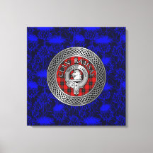 Clan Ramsay Wappen & Tartan Knot on Thistle