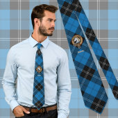 Clan Ramsay Wappen über Blue Hunting Tartan Krawatte