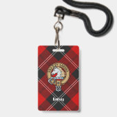 Clan Ramsay Wappen über Red Tartan Ausweis (Vorderseite mit Lanyard)