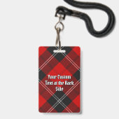 Clan Ramsay Wappen über Red Tartan Ausweis (Rückseite mit Lanyard)