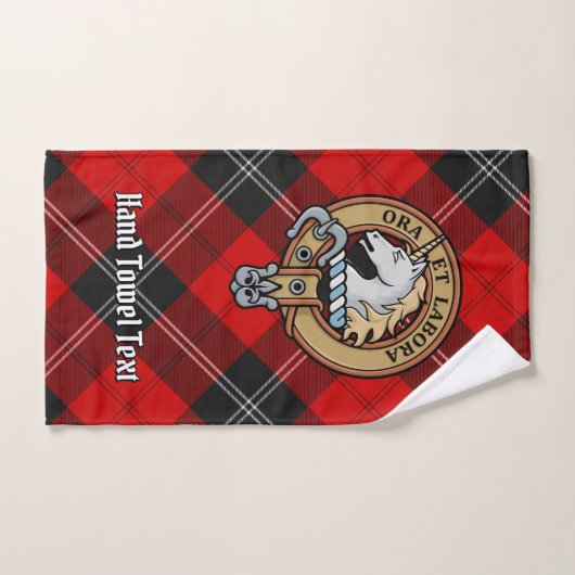 Clan Ramsay Wappen über Red Tartan Badhandtuch Set (Handtuch)