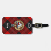 Clan Ramsay Wappen über Red Tartan Gepäckanhänger (Vorderseite horizontal)