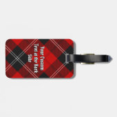 Clan Ramsay Wappen über Red Tartan Gepäckanhänger (Rückseite horizontal)