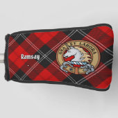 Clan Ramsay Wappen über Red Tartan Golf Headcover (Vorderseite)
