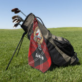 Clan Ramsay Wappen über Red Tartan Golfhandtuch (Gras)