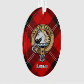 Clan Ramsay Wappen über Red Tartan Ornament (Vorderseite)