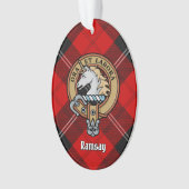 Clan Ramsay Wappen über Red Tartan Ornament (Vorderseite)