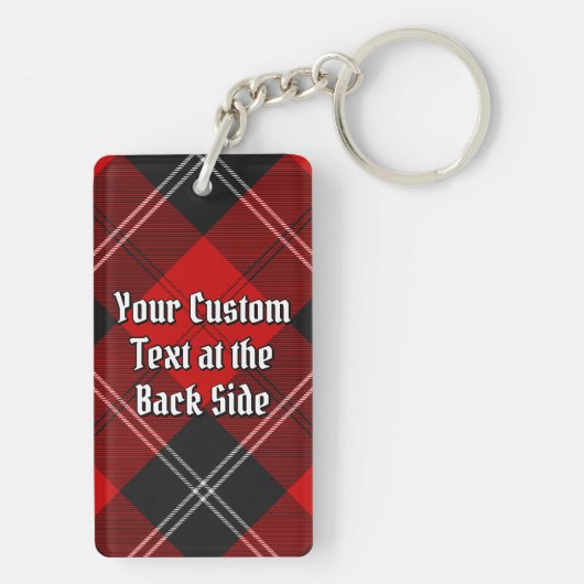Clan Ramsay Wappen über Red Tartan Schlüsselanhänger (Rückseite)