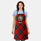 Clan Ramsay Wappen über Red Tartan Schürze (Getragen)