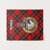 Clan Ramsay Wappen über Red Tartan Wandteppich (Vorderseite (Horizontal))