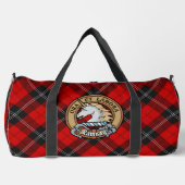 Clan Ramsay-Wappen über rotem Tartan Duffle Bag (Vorderseite)