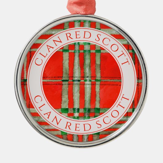 CLAN RED SCOTT Premium Runder Ornament + Text Aus Metall (Vorne)