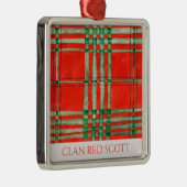 CLAN RED SCOTT Premium Square Ornament Aus Metall (Rechts)