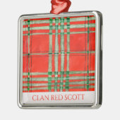 CLAN RED SCOTT Premium Square Ornament Aus Metall (Links)