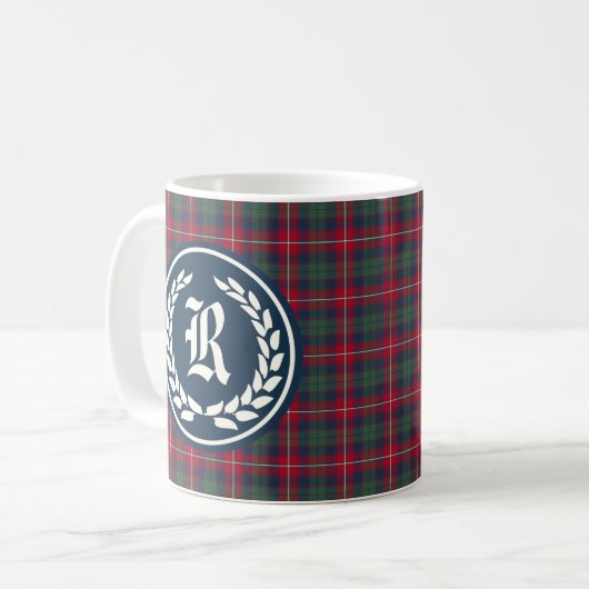 Clan Robertson Tartan Monogram Kaffeetasse (Vorderseite Links)