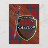 Clan Robertson Tartan Sword & Shield Postkarte (Vorderseite)