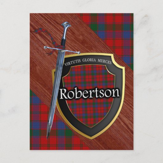 Clan Robertson Tartan Sword & Shield Postkarte (Vorderseite)