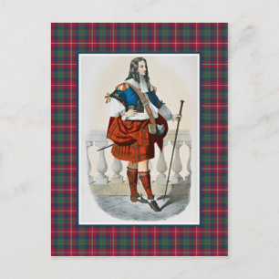 Clan Robertson Vintage-Illustration Tartan-Rahmen Postkarte