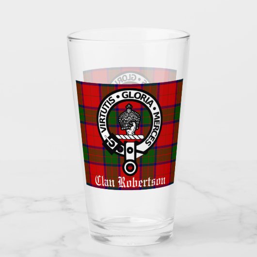 Clan Robertson Wappen Abzeichen & Tartan Glas (Vorderseite)