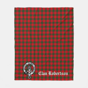 Clan Robertson Wappen Abzeichen und Tartan Fleecedecke