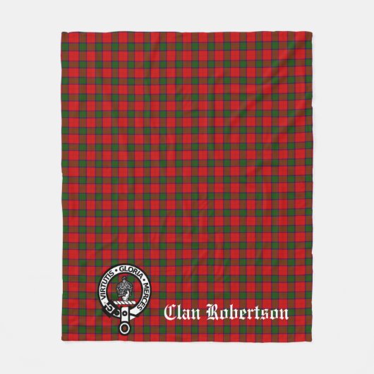 Clan Robertson Wappen Abzeichen und Tartan Fleecedecke (Vorderseite)