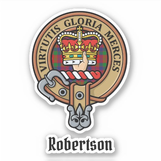 Clan Robertson Wappen über Tartan Aufkleber (Vorderseite)