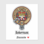 Clan Robertson Wappen über Tartan Aufkleber (Blatt)