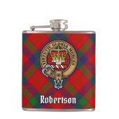 Clan Robertson Wappen über Tartan Flachmann (Vorderseite)