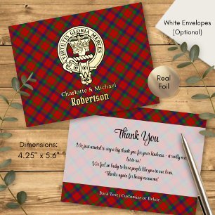 Clan Robertson-Wappen über Tartan Folie Einladungspostkarte